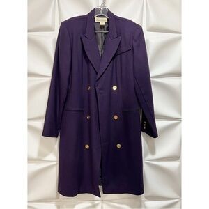 Giorgio Sant Angelo Women Sz 10 Wool Long Purple Double Breasted m Blazer Jacket